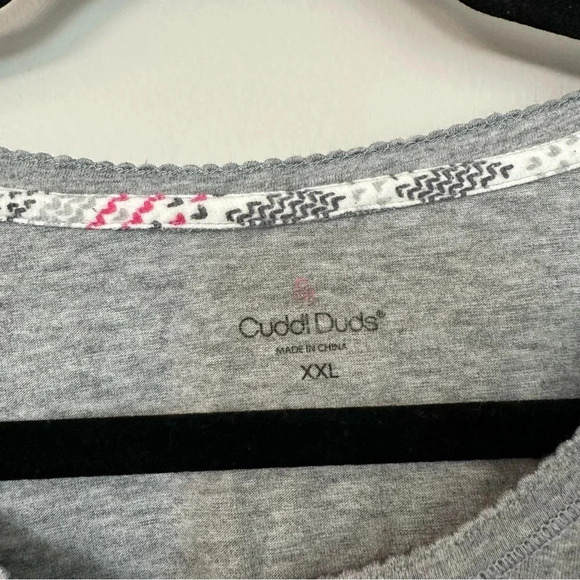 Cuddle Duds Women's Light Gray Long Sleeve Scoop Button Up Neck Top Size XXL GUC - Picture 5 of 7